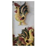 2 Vintage Lefton Ceramic Roosters 8"x 5"