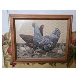 Framed Farmhouse Chicken Print 16"x 13½"