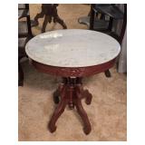 Victorian Walnut Oval Marble Parlor Table 22"L