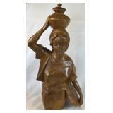 Vintage Hand-Carved Wooden Sculpture Woman