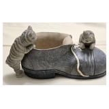 Decorative Cats-in-a-Shoe Resin Sculpture 13"L