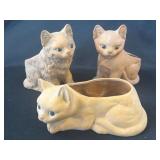 VINTAGE TERRA COTTA CAT PLANTER TAKAHASHI SAN