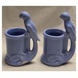 2 Shawnee Pottery Ceramic Parrot Mugs 6ï¿½"