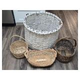 Large White Basket & 3 Medium Baskets