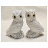 2 Vintage Alabaster Owl Figurine 4ï¿½" tall