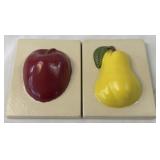 3D Ceramic Wall Art Featuring an Apple and Pear
