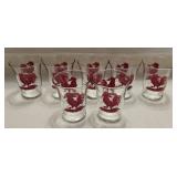 7 Libbey Red Rooster Juice Glasses
