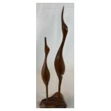 Vintage Hand Carved Wooden Bird Figurine: Crane
