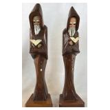 Vintage Carved Wooden Religious Monk Statues