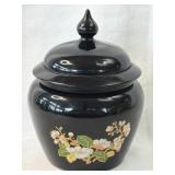 Vintage Avon Black Glass Ginger Jar With Lid
