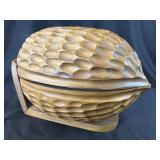 Vintage Wood Carved Walnut Nut Hinged Box Holder
