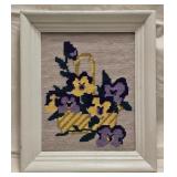 Framed Needlepoint Flower Basket 10ï¿½"x 12ï¿½"