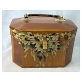 Vintage Retro Octagonal Wooden Floral Decoupage