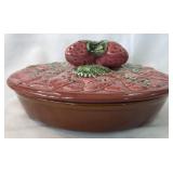 Vintage Majolica Style Ceramic Strawberry Covered