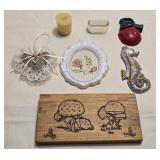 Wood Burning Plaque, Needlepoint & Other Decor