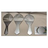 3 Vintage Hand Mirrors & Square Mirror w/ Rainbow
