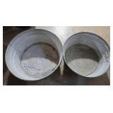 2 Galvanized Wash Tubs 22" & 24"