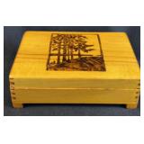 Vintage Footed Finger Jointed Wooden Box with