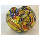 Vintage Murano Style Multicolor Art Glass Ashtray