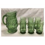 Vintage Green Anchor Hocking Wildflower Pattern