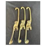 Vintage Solid Brass Monkey Set Of 3 Figurines