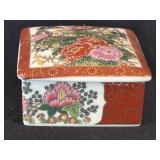 VINTAGE SATSUMA Square Floral Trinket Box With