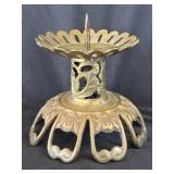 Antique Art Nouveau Brass Column Candleholder