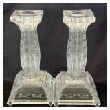 Pair of Clear Glass Candlesticks 6.25ï¿½