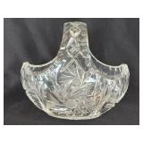 Vintage Lead Crystal Basket Pinwheel Flower Vase