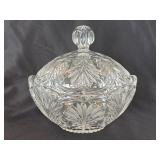 Vintage Oval Clear Crystal Lidded Candy/Nut Dish