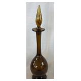 Vintage Hand Blown Amber Decanter with Stopper