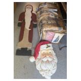9 Ft Christmas Tree, Wooden Santa, Molded Santa