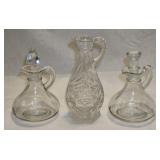 3 Clear Glass Cruets