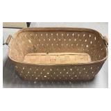 Antique Hawkeye Splint Wash Basket w/ Wood