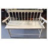 Vintage White Wooden Farmhouse Bench 44ï¿½ L 32.25ï¿½