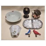 Ceramic Wall Pocket,  Porcelain Bowl, Aluminum