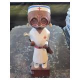 Handcarved Folk Art Frog Nurse q4" tall