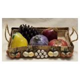 Woven Straw Basket w/ Faux Fruit 7"x 11ï¿½"