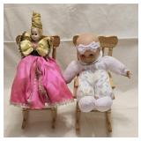 2 Dolls in Rocking Chairs