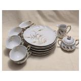 18 Pc Lefton Chine Handpainted Saucer, Teacups,