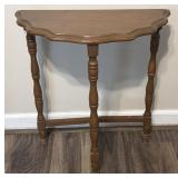 Antique Half Round Side Table Wood Spindle End
