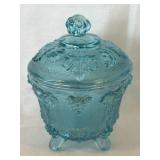 Vintage MCM Jeanette Blue Footed Covered Candy
