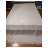 Vintage White Popcorn Chenille Bedspread Coverlet