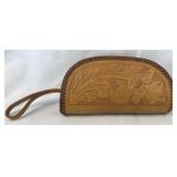 Vintage Mexico Leather Coin Purse With Floral