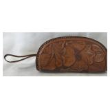 Vintage Mexico Leather Coin Purse With Floral