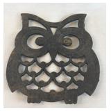 Vintage Cast Iron Owl Trivet Hot Plate Coaster