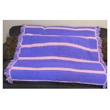 Hand Crochet Pink and Purple Striped Afghan Throw