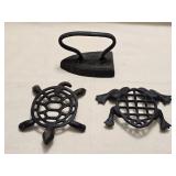 Vintage Cast Iron Trivets & #6 Iron