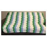 Hand Crochet Blue Green White Chevron Pattern