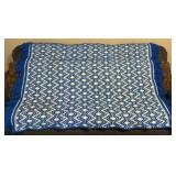 Hand Woven Blue and White Throw Blanket Geometric